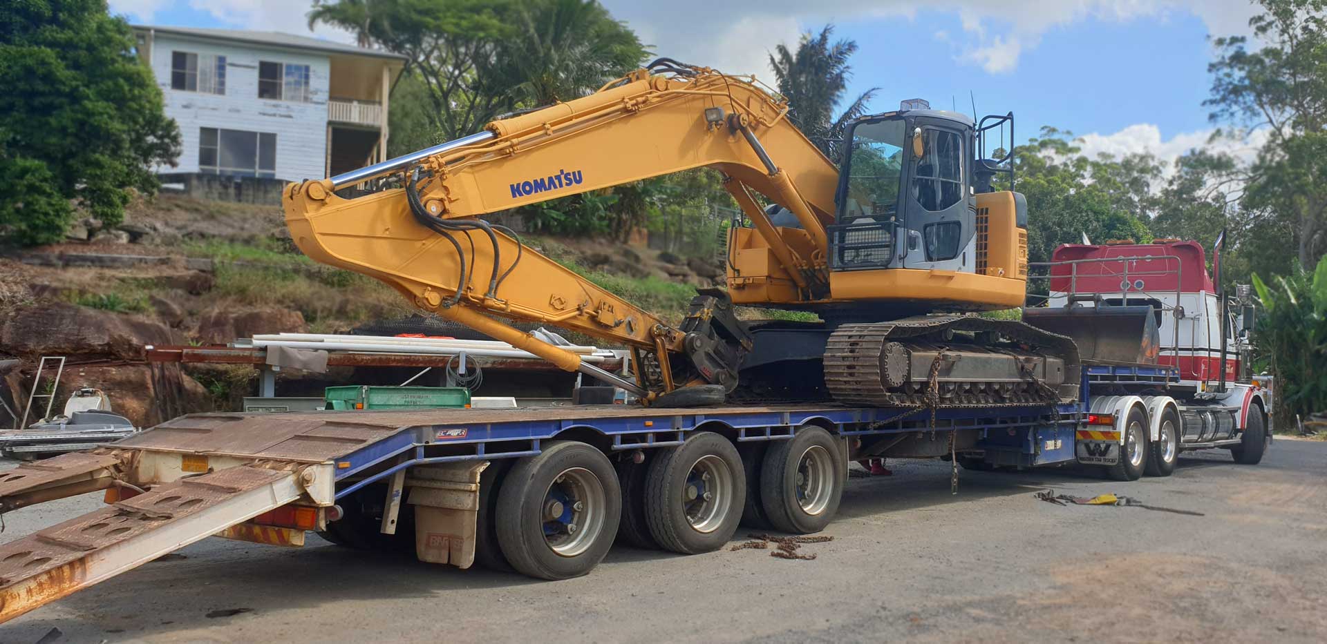 Screw Pile machinery loaded onto truck